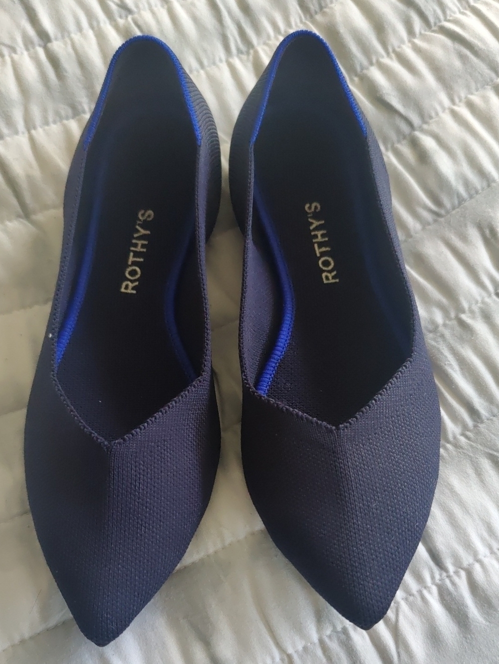 Rothy's The Point Maritime Navy Pointed Toe Slip on Shoes Women's Ballet Flat